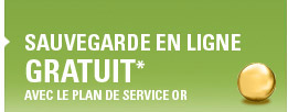 Sauvegarde en ligne GRATUIT* avec le plan de service Or